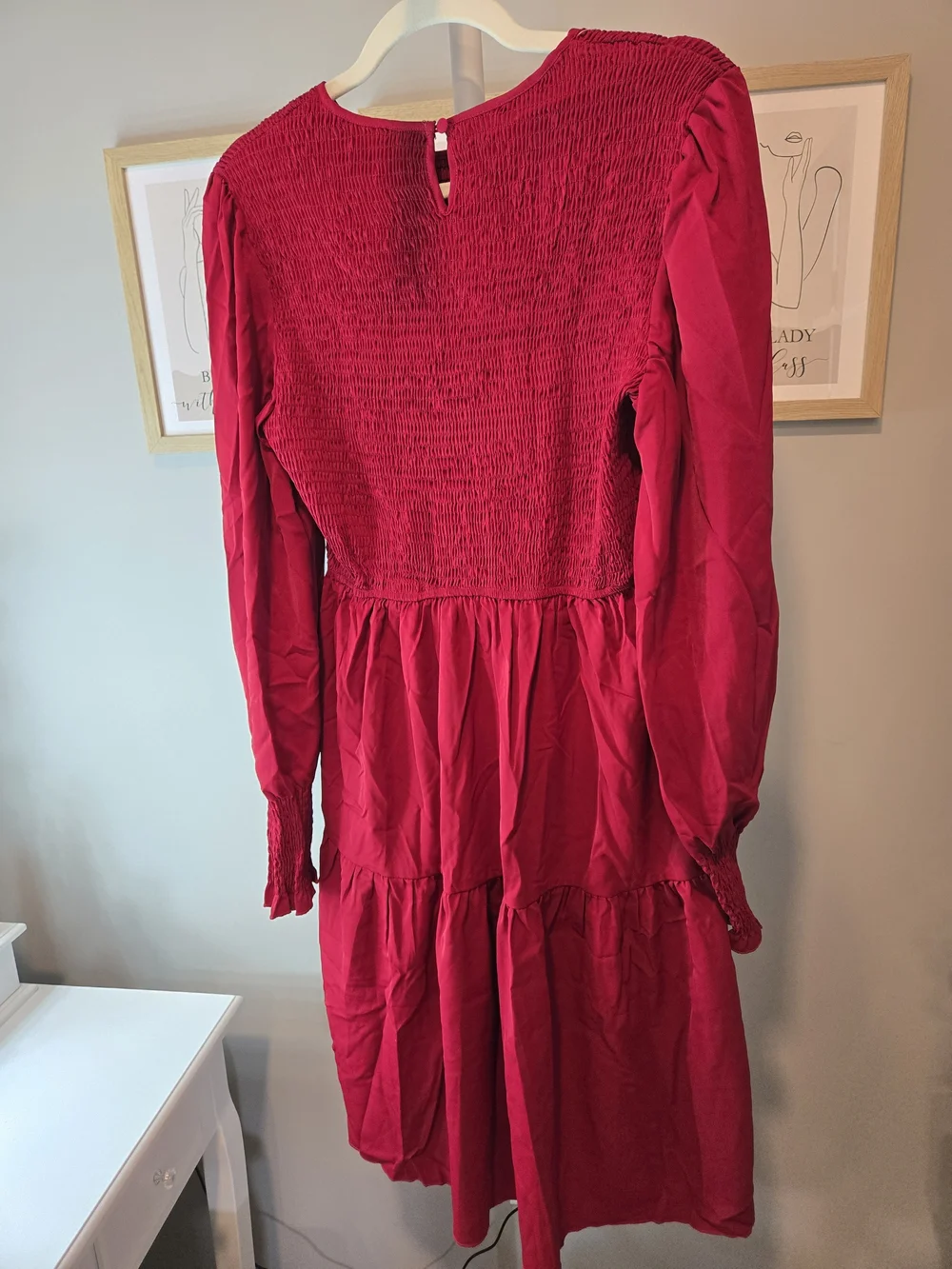 Cupshe Red Long-Sleeve Smocked Tiered Dress